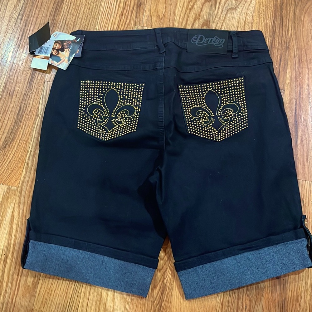 NEW  Dereon Y2K jeggings stretch denim shorts 14 - Picture 16 of 17